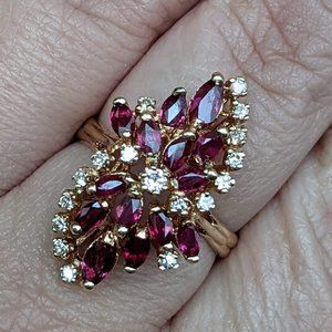 14k Gold Vintage Ruby and Diamond Ring